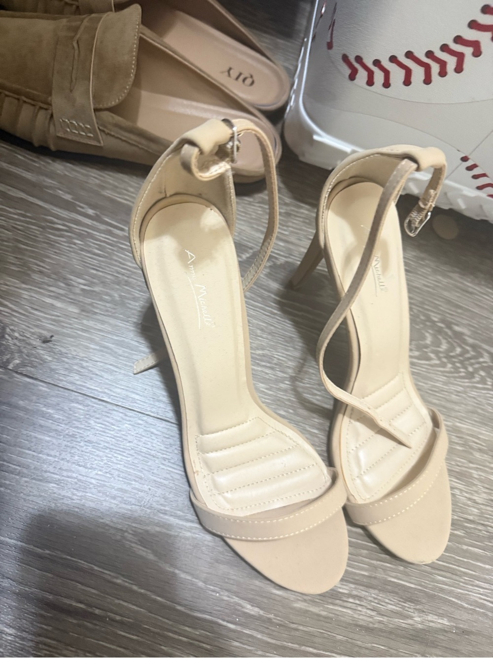 Ankle-Strap Nude High Heel Sandals